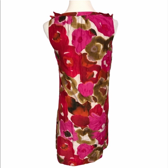 LOFT Lined Shift Dress Pink Floral Cotton Silk - Picture 4 of 5